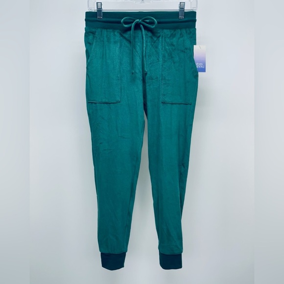 Stars Above Womens Size Xs Lounge Jogger Green Velour Sweat Pants w/ Draw String - Picture 1 of 11